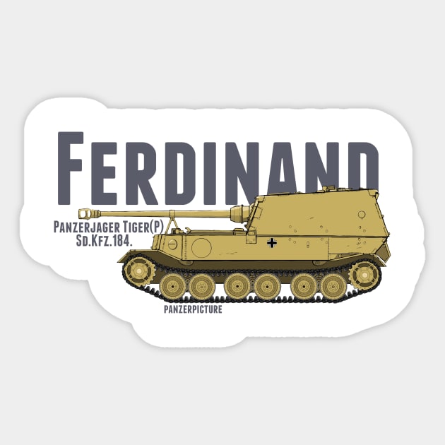 Ferdinand Tank Destroyer Sticker by Panzerpicture